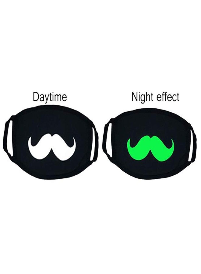 VRITRAZ Glow in the dark luminous Cotton Anti Dust, Pollution Face Mouth Mask for Man Woman HappyTeeth Mustache - Image 3